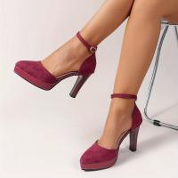 Zapatos De Tacón Alto con Plataforma Para mujer, Sandalias De Punta Abierta Y Correa De Tobillo De Color Sólido - details 5