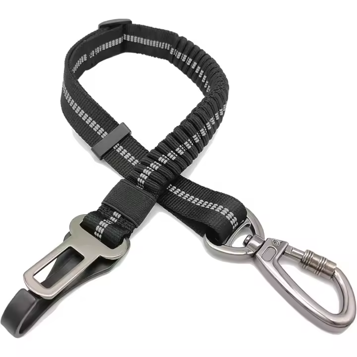 Cinturón de Seguridad para Perro, Arnés Universal con Mosquetón, Amortiguador Antichoque, Pro, Neg - 1