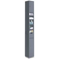 VOUNOT. ®   Mueble Baño Armario de Suelo Auxiliar, Cajonera con 4 Cajones Armario con Puerta y Estante Ajustable, Organizador Estante de Almacenamiento para Cocina Salón, 55x30x82cm Gris - details 9