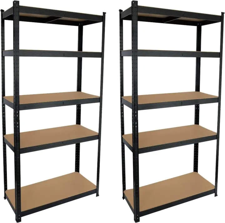 Estantería Modular Almacenaje (Pack 2), Acero y MDF Antihumedad, Hogar, Trastero, Garaje, 5 Baldas Ajustables, Carga Máxima 875Kg, 90x40x180cm (Largo x Ancho x Alto) - 1