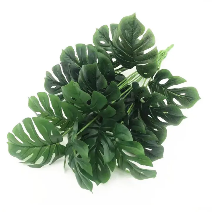 Plantas artificiales grandes de Monstera, árbol de plástico falso, hojas grandes verdes, decoración de fiesta en casa, 18 ramas, 65cm - 1