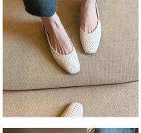 Zapatos Mary Jane de Cuero Suave Estilo Francés Fresco para Mujeres Zapatos de Cabeza Cuadrada con Agujero Transpirable - details 0