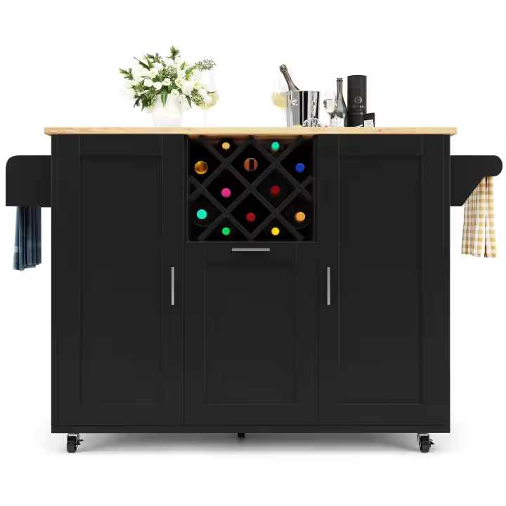 Isla de Cocina con Barreras Extraíbles Armario de Cocina en Madera Lacada con Superficie de Trabajo - 1