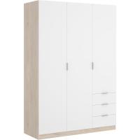 Armario ropero de 3 Puertas y 3 cajones, Gran Capacidad, Natural/Blanco, 121x184x52 cm - details 0