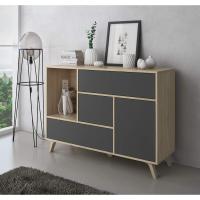 Mueble de Comedor Elegante Estilo Wind Madera Resistente Blanco/Cemento Longitud de 86x120x40cm - details 38
