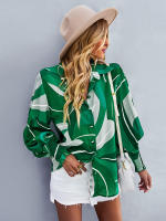 Camisa informal con estampado Vintage para mujer, blusa Retro para mujer, Top de manga larga con solapa y botonadura única, primavera y verano - details 17