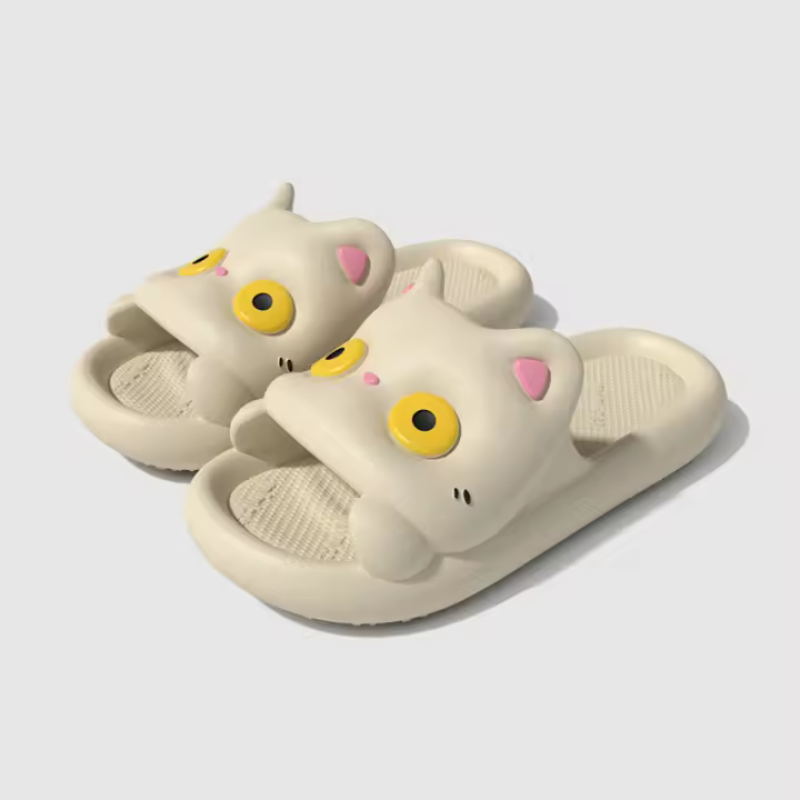 Lindo gato de la suerte de dibujos animados zapatillas de verano nuevo interior hogar baño baño gato sandalias - 1