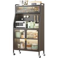 Armario de cocina, mueble auxiliar, aparador de 5 niveles, con orificio para cables, ganchos, ruedas, puerta magnética - details 23