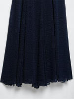 OUWU- Vestido Camisola De Gasa Con Lunares Y Cuello En V, Color Azul Profundo, Falda Larga, Sensación Elegante Y Lujosa - details 7
