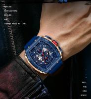 Reloj deportivo de lujo para hombre, reloj de pulsera analógico automático luminoso resistente al agua con cristal curvo de barril para exteriores y negocios - details 2