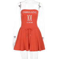 Vestido corto deportivo de playa para vacaciones de verano, sin tirantes, con estampado de letras de viento WQ057 - details 11