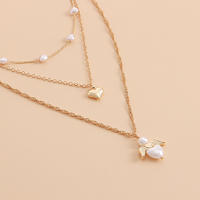 Collar de ala de Ángel con perlas en forma de corazón multicapa elegante para mujer, collar de alta gama con diseño de nicho - details 4