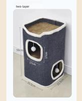 Casa de Gato de 3 Niveles Cueva de Mascota Cubierta con Alfombra Suave - details 9