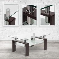 Mesa Moderna de Centro con Tapa de Cristal Transparente y Base de Metal Negro (100x60 cm) - details 21