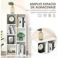 Estantería de Madera para Libros 7 Compartimentos para Almacenamiento Ideal para Sala de Estar, Dormitorio, Oficina Tamaño 50x24x106 cm Blanco - details 4