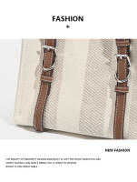 Nuevos bolsos de mujer de gran capacidad con diseño en contraste, bolsos de hombro con empalme casual y versátil, bolsas de mensajero de lona. - details 4