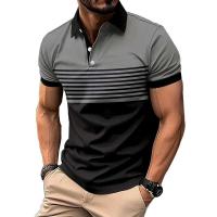 Polo de manga corta a la moda de verano para hombre con cuello abotonado, top de negocios de edición regular para hombre - details 3