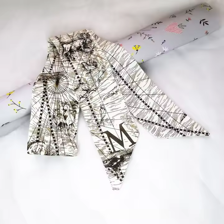 Bufanda ajustada a la moda para mujer, bolso con estampado de letras de lujo, cinta con asa, banda para el pelo, pañuelo para la cabeza para mujer, bufandas de seda de diseño para señora nueva - 1