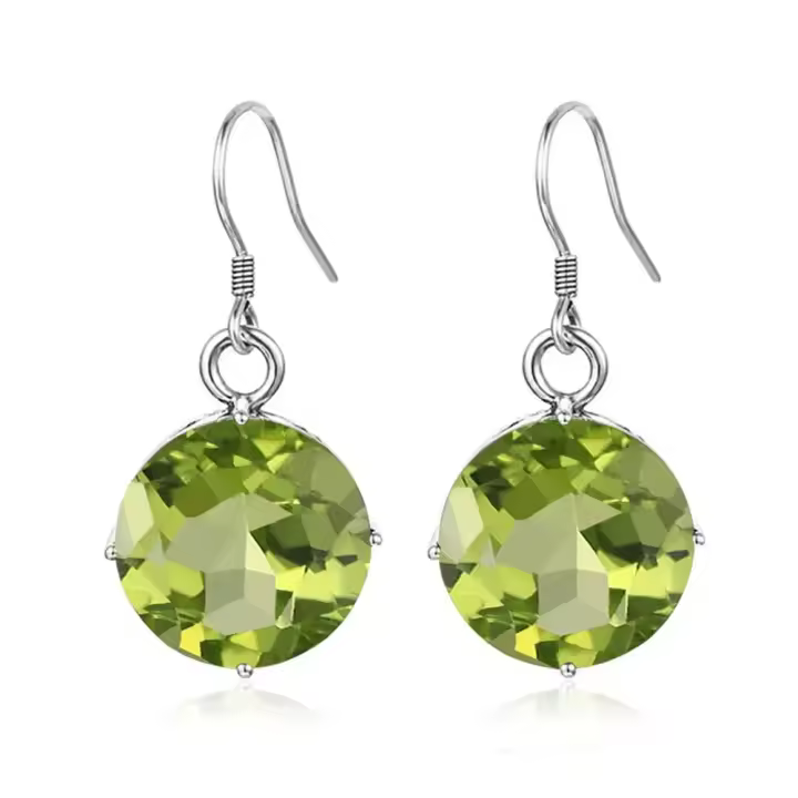 Pendientes de peridoto de lujo dorados para mujer, piedra de 15x15mm, plata pura elegante 925, conjuntos de joyería para fiesta y boda, regalo de boda - 1