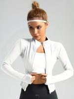 Ropa de yoga para mujer, abrigo deportivo de otoño e invierno para yoga, cuello alto, top de manga larga, entrenamiento de Pilates, ropa deportiva para correr - details 1