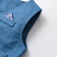 Traje de verano para niños, chaleco, camisa Floral de manga corta, pantalones cortos con tirantes, conjunto de tres piezas, traje Pastoral de moda - details 14
