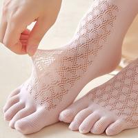 Calcetines finos elásticos simples de malla de Color sólido de terciopelo de seda de hielo medias transpirables para mujer calcetines de cinco dedos - details 1