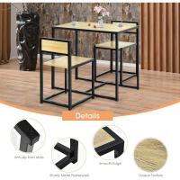 3 Piezas, 1 Mesa de Comedor con 2 Sillas, Conjunto de Comedor Pequeño para 2 Personas, Diseño Ahorro Espacio, Juego de Bistró para Bar, Balcón (Natural) - details 4
