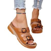 Sandalias de Plataforma de Talla Grande para Mujer Zapatos de Punta Cerrada con Doble Hebilla - details 0