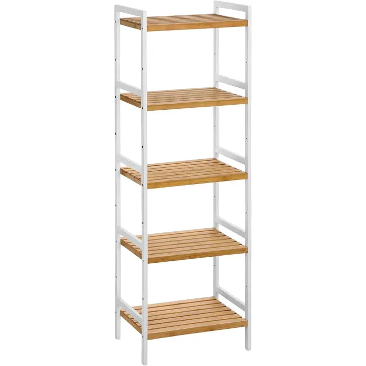 Estantería de Bambú de 5 Estantes 45 x 31,5 x 142 cm Ideal para Baño, Cocina, Sala de Estar, Dormitorio, Balcón - 1