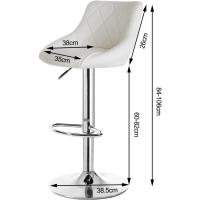 Taburete de Bar con Resalto Juego de 2, Ajuste de Altura Continuo, Acero Cromado, Antideslizante, Cuero Sintético Fácil de Cuidado, Almohadilla Bien Acolchada Blanco - details 2