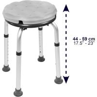 Taburete Ducha Redondo con Cojín Impermeable, Silla Regulable, Banqueta Tacos Antideslizantes, Sin Herramientas - Fabricado en España - details 3
