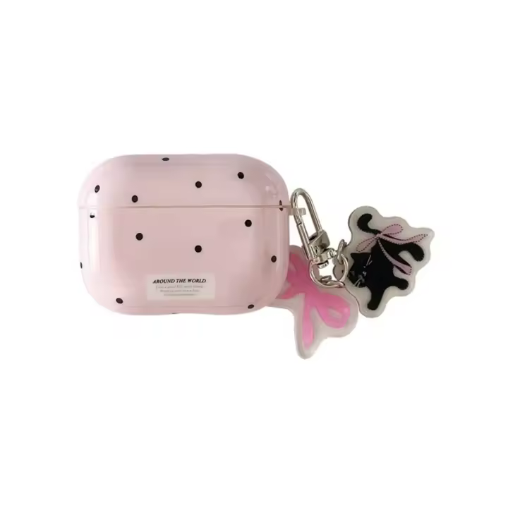 Funda protectora anticaídas con estampado artístico y de lunares azules para auriculares inalámbricos Bluetooth de Apple 3. - 1
