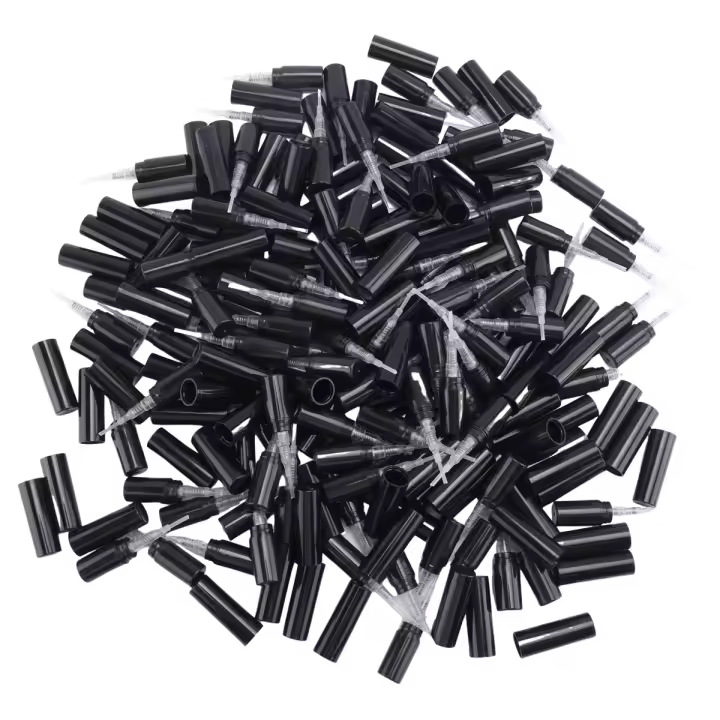 100 unids/lote 2Ml botella de Perfume de plástico negro muestra pulverizador atomizador botella de Perfume - 1