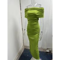 2025 vestido plisado de hombro de una palabra de primavera, falda de fondo dividida delgada y delgada, vestido, vestido largo - details 37