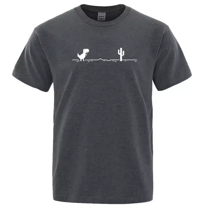 Camiseta de Diosaur ad cactus prited me, camisa fu cotto, roud ecklie, urba fashio, casual, ropa de verano, básica. - 1