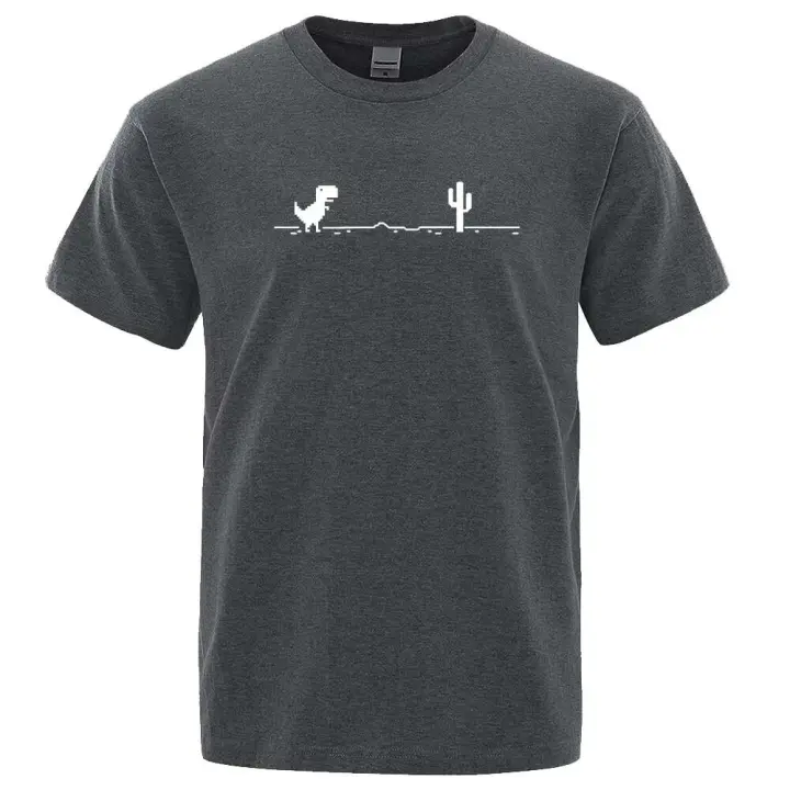 Camiseta de Diosaur ad cactus prited me, camisa fu cotto, roud ecklie, urba fashio, casual, ropa de verano, básica. - 1