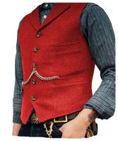 Chaleco de negocios, chaqueta informal ajustada, chalecos para hombre de groso, traje de boda para hombre, chaleco marrón de lana de boda Tweed - details 1