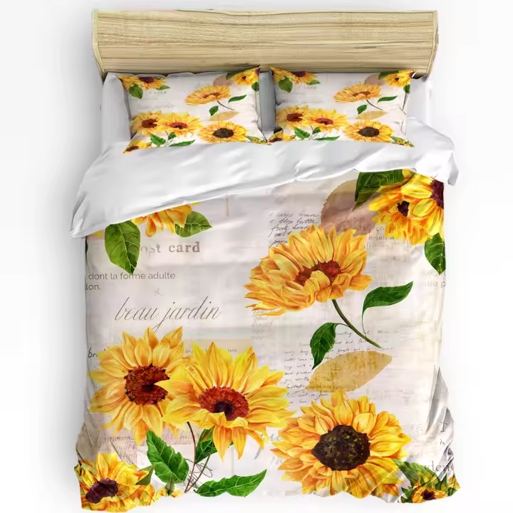 Suowers-ropa de cama con texto Retro, edredón de 3 piezas para niños y niñas, funda de almohada, edredón para adultos, juego de cama doble, textiles para el hogar - 1
