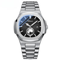 Moda negocios hombres reloj con correa de acero calendario pequeño segundo disco reloj - details 2