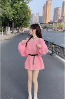 Jersey largo de punto para mujer, suéter holgado de color rosa, estilo coreano Harajuku, ropa básica para el trabajo, 2025 - details 8