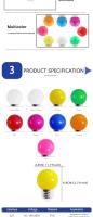 Bombillas LED Coloridas 10Pcs Lámpara de Bombilla E27 3W AC 220V-240V Linterna para Decoración de Hogar y Fiestas - details 2