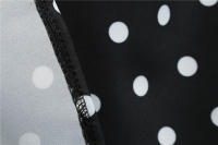 Polka dot print women summer short sleeve striped bow elegant vintage 50s party dress - details 10