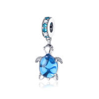 Cuentas de cristal de Murano con forma de tortuga, color plateado, ideales para hacer joyas - details 0