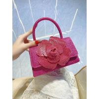 Bolso Messenger de Cuadrado Pequeño con Cadena de Flor Rosa de Diamantes de Imitación Brillantes - details 1