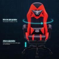 Silla Gaming Silla de Oficina Silla Giratoria Silla de Ordenador Silla de Tareas Silla de Escritorio Silla Ergonómica Silla de Carreras Silla de Cuero Silla PC Gaming (Rojo, con reposapiés) - details 8