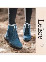 Botas de nieve cálidas antideslizantes para mujer, botines impermeables al aire libre, zapatos de senderismo de piel, zapatillas de felpa con cordones, Invierno - details 15