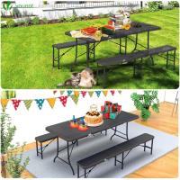 Mesa Plegable Multifuncional 180 x 75 cm, Mesa de Fiesta con Asa de Transporte, para Jardín, Terraza, Balcón, Blanco - details 18