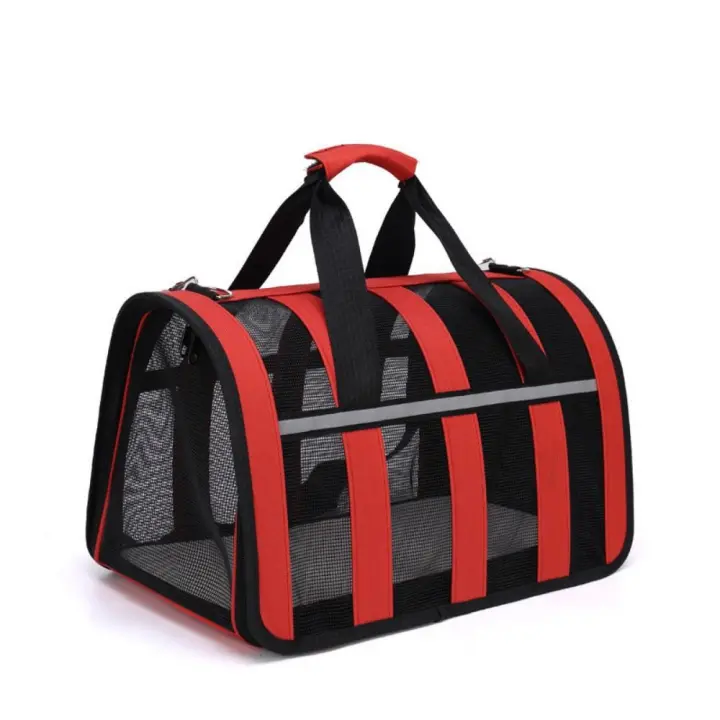 Bolsa de viaje para mascotas transpirable Reflectante de tela Oxford Cat Carrier Bolsa Plegable Perro Bolsa de hombro - 1