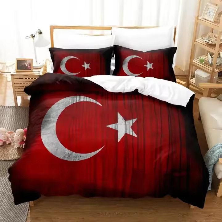 Juego de Ropa de Cama de Bandera de Tur Tur Funda de Edredón, Funda de Almohada, Funda de Cama - 1