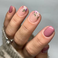 Uñas Falsas Brillantes con Estampado de Flor Vintage Cubierta Completa de Uñas Cortas con Pegamento para Experto de Salón y Mujeres No Expertas - details 6